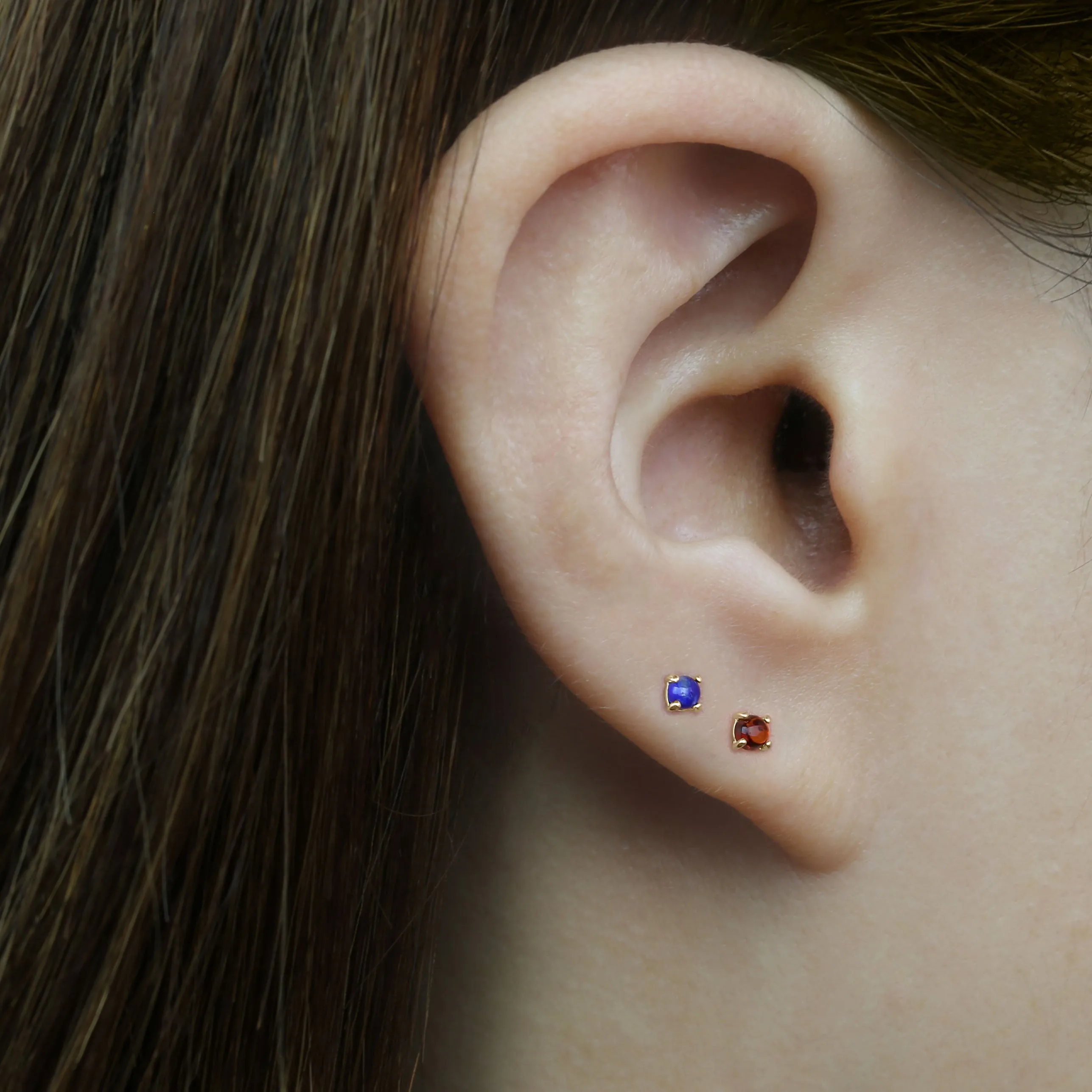 14k Solid Gold Four-Prong Stone Stud Earring
