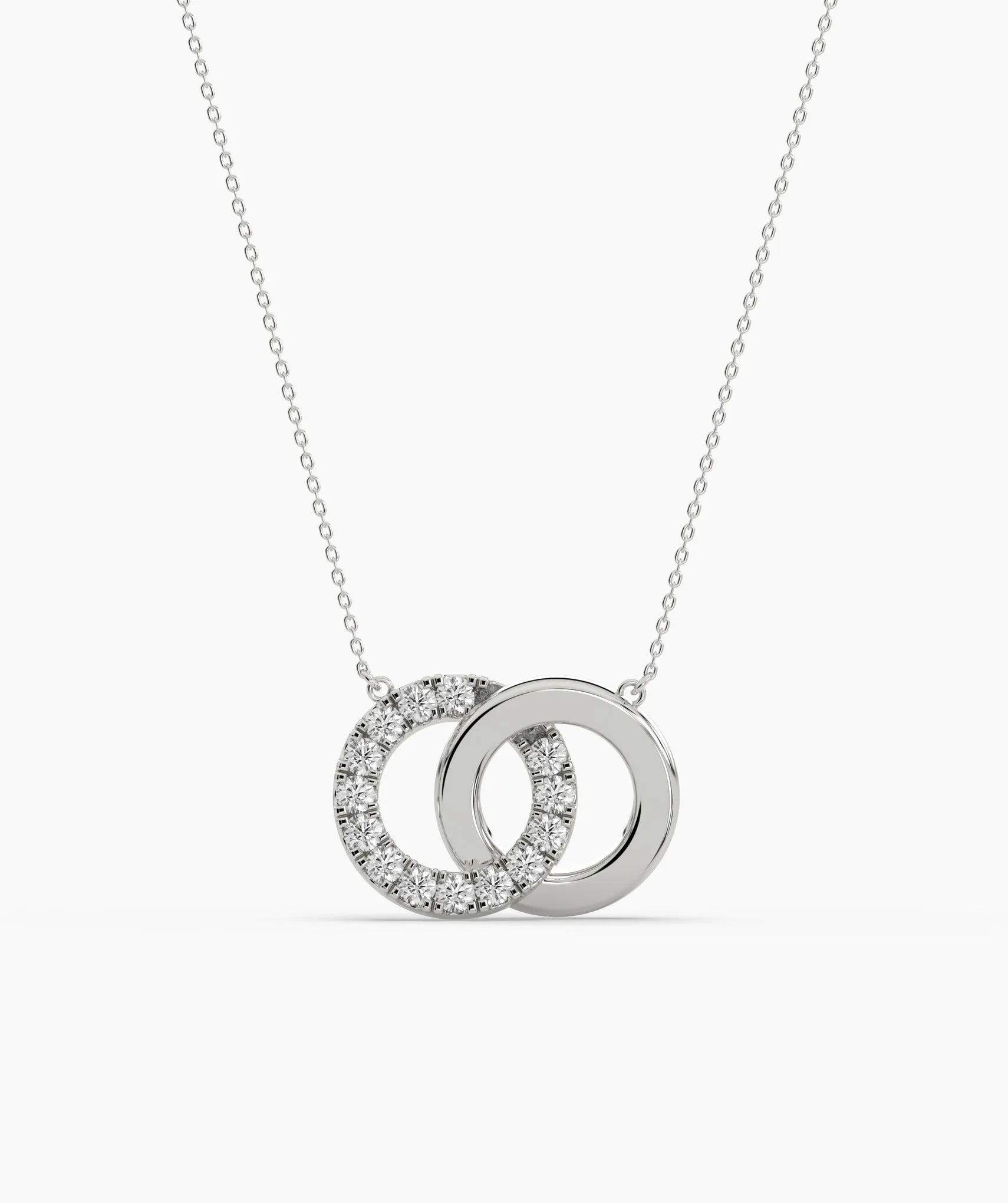 14K Solid Gold Interlocking Circles Necklace