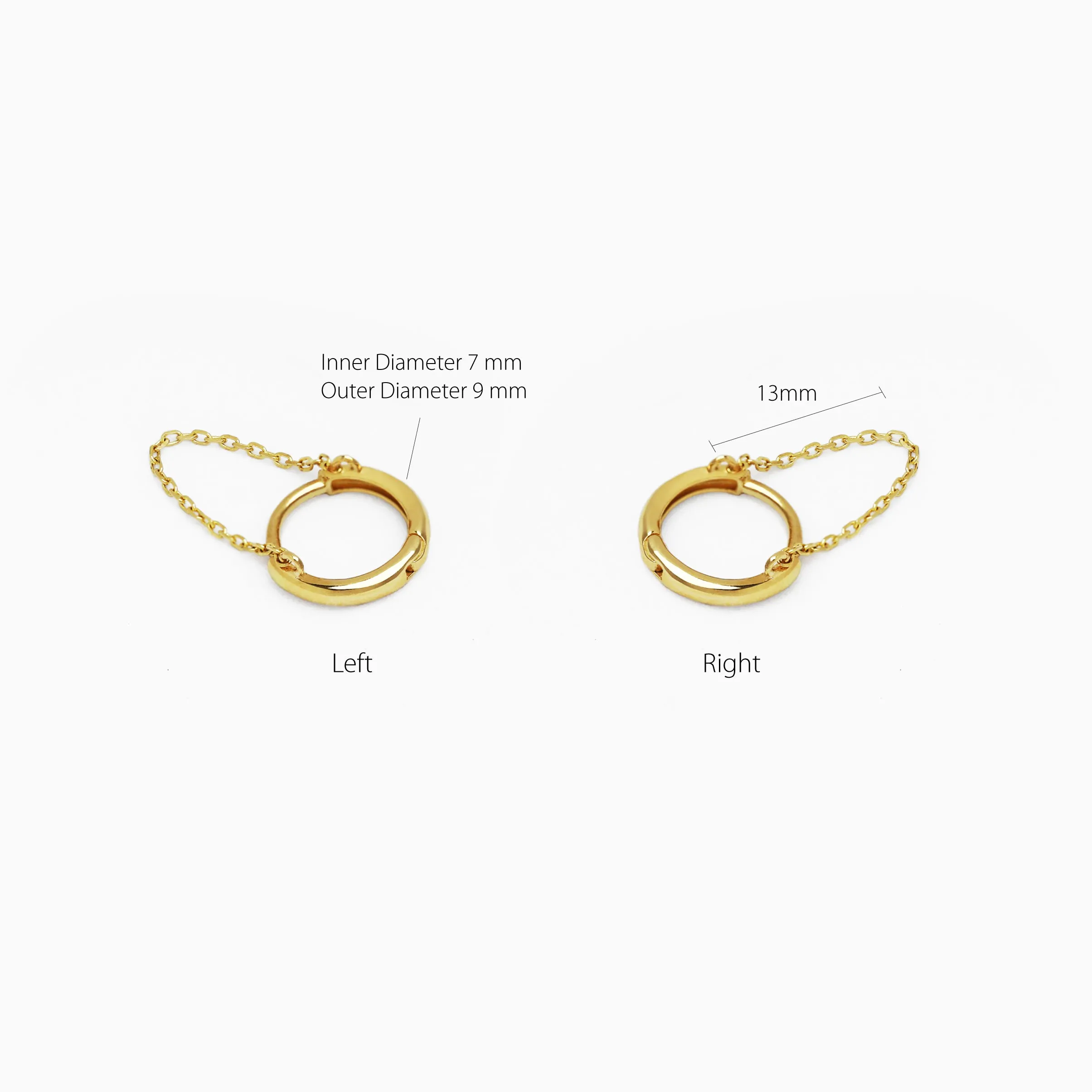 14k Solid Gold Single Small Chain Hoop Earring
