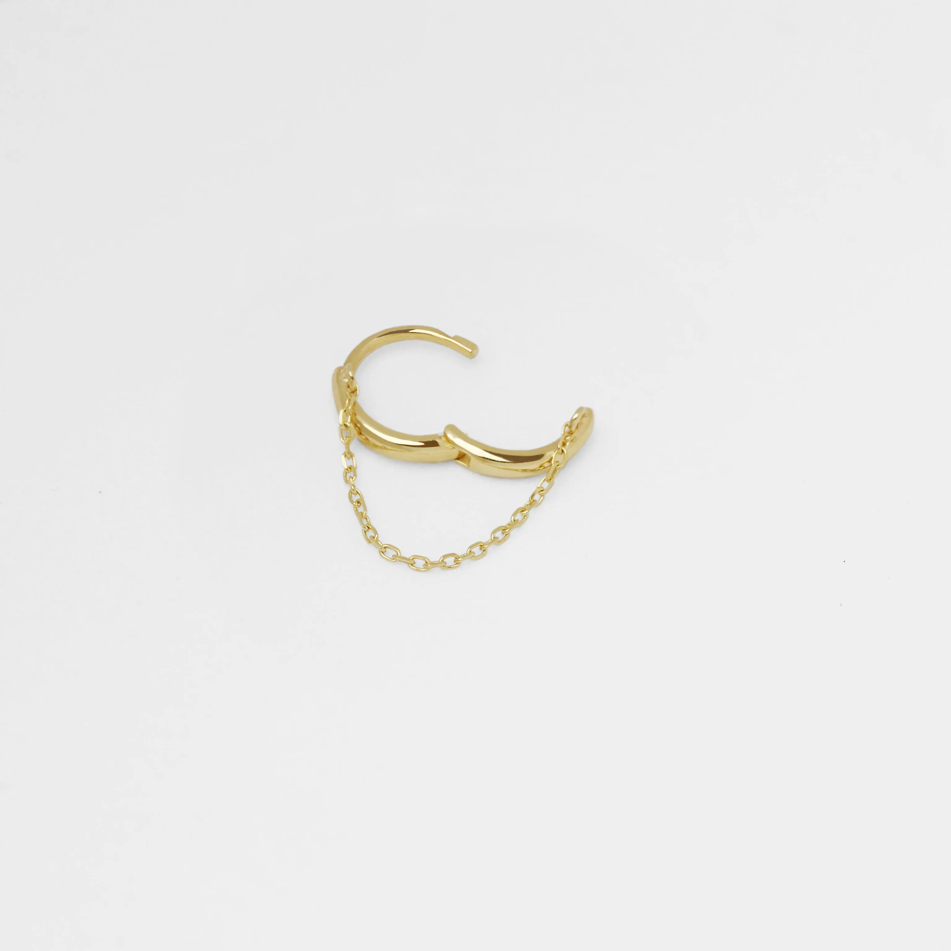 14k Solid Gold Single Small Chain Hoop Earring