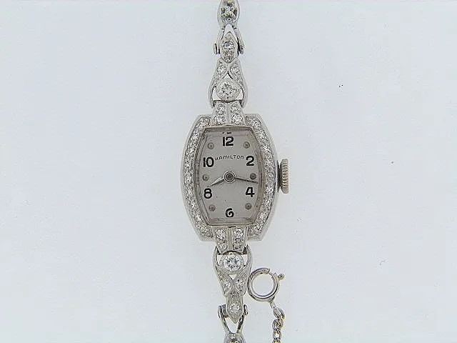 14K-WG DIAMOND WRISTWATCH BY "HAMILTON"