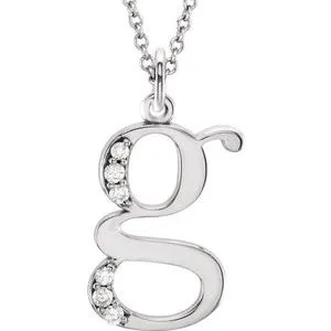 14K White .03 CTW Diamond Lowercase Initial g 16" Necklace