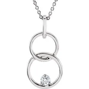 14K White .04 CTW Diamond Circle 18" Necklace