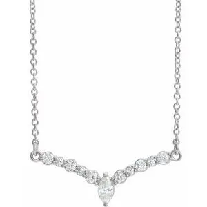 14K White 1/3 CTW Diamond 18" "V" Necklace