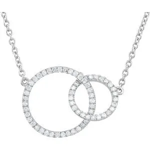 14K White 1/3 CTW Diamond Circle 18" Necklace