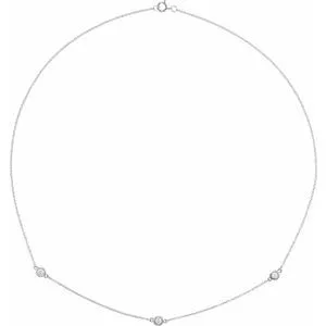 14K White 1/3 CTW Natural Diamond 3-Station 18" Necklace