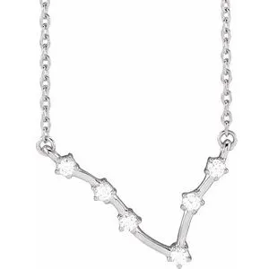 14K White 1/8 CTW Natural Diamond Pisces 16-18" Necklace