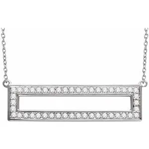 14K White 3/8 CTW Diamond Rectangle 16-18" Necklace