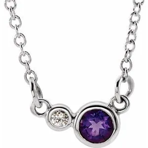 14K White Amethyst & .02 CTW Diamond 16" Necklace