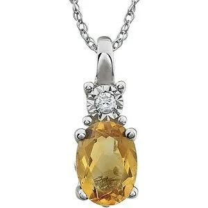 14K White Citrine & .02 CTW Diamond 18" Necklace