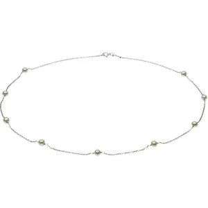 14K White Freshwater Cultured Pearl Station 18" Necklace