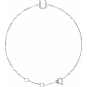 14K White Gold .05 CTW Natural Diamond Initial U 6-7" Bracelet
