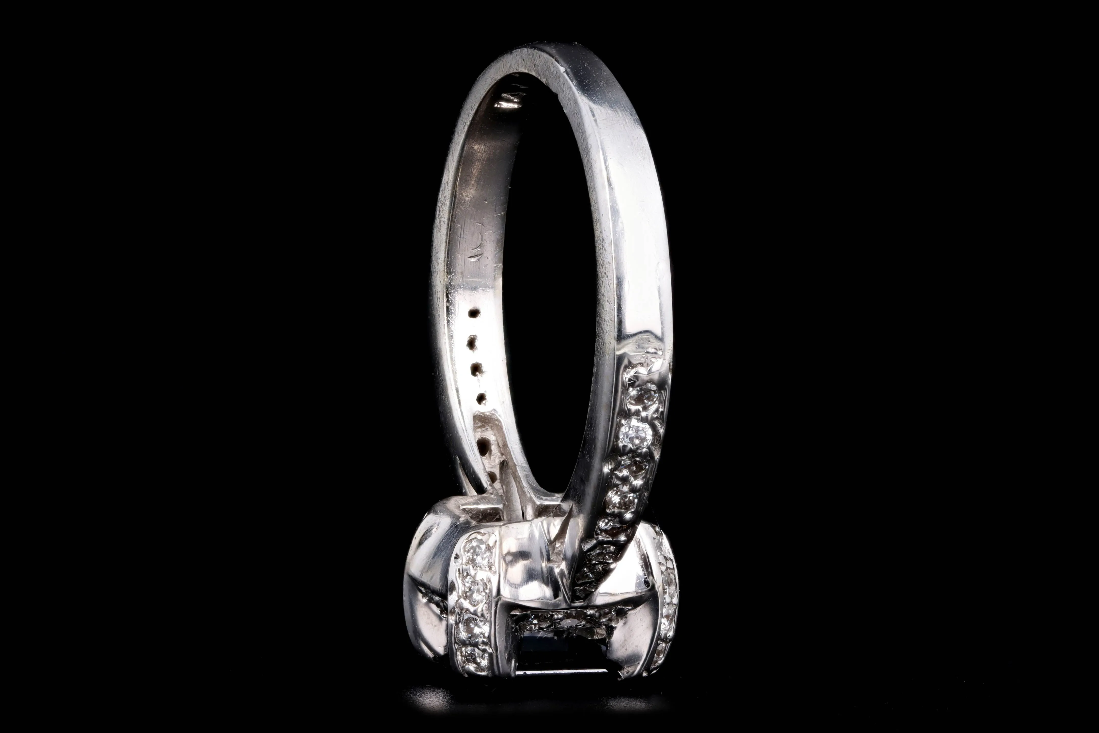 14K White Gold 0.77 Carat Natural Sapphire & Diamond Ring