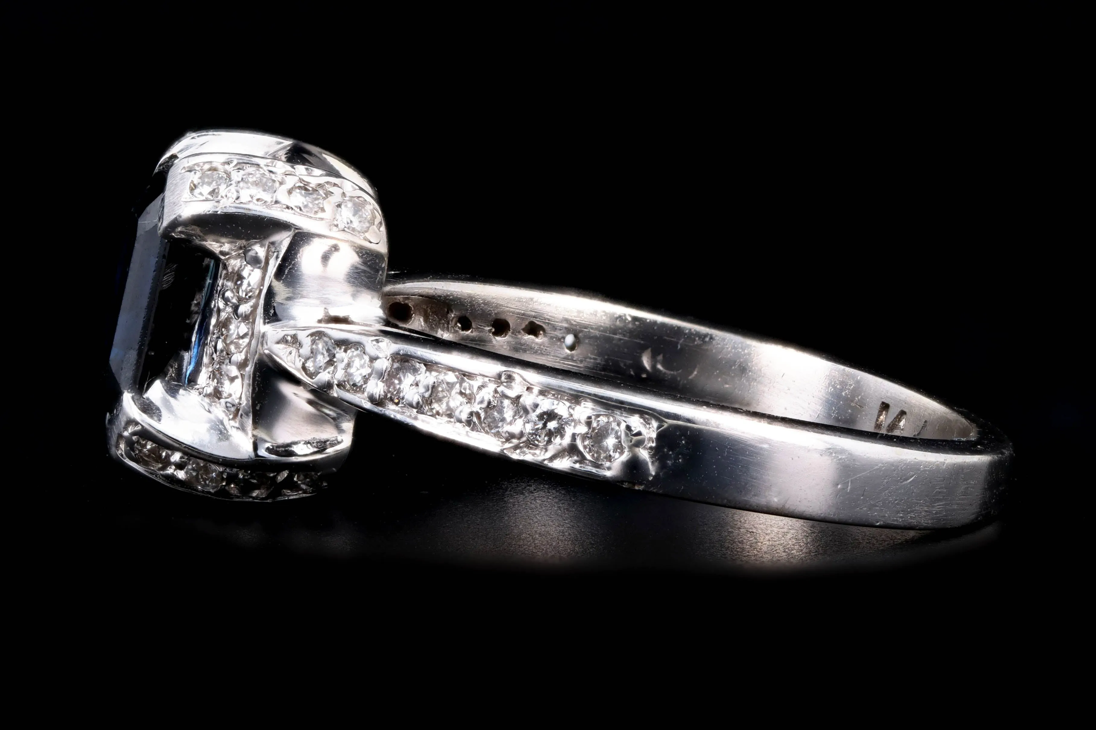 14K White Gold 0.77 Carat Natural Sapphire & Diamond Ring