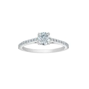 14K White Gold (0.90ct) Round Lab Grown Diamond Engagement Ring