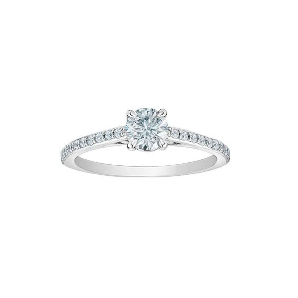 14K White Gold (0.90ct) Round Lab Grown Diamond Engagement Ring