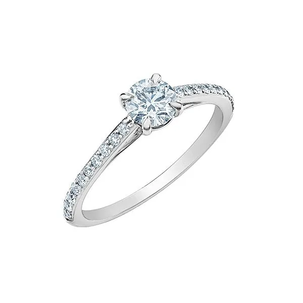 14K White Gold (0.90ct) Round Lab Grown Diamond Engagement Ring