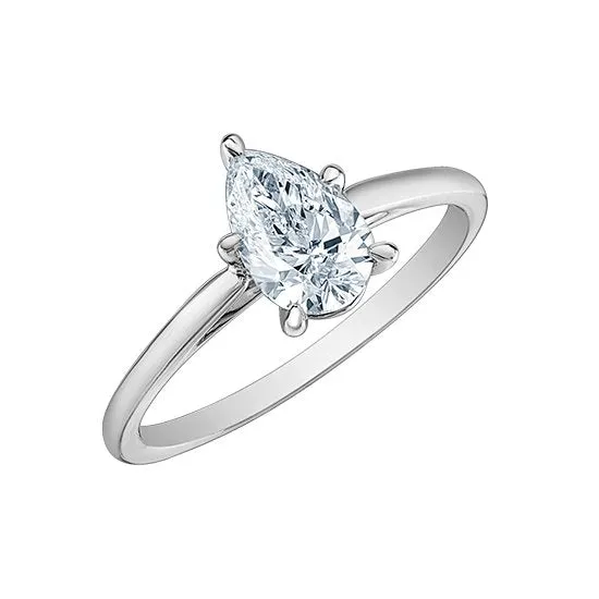14K White Gold (1.00ct) Pear Shaped Lab Grown Diamond Engagement Ring