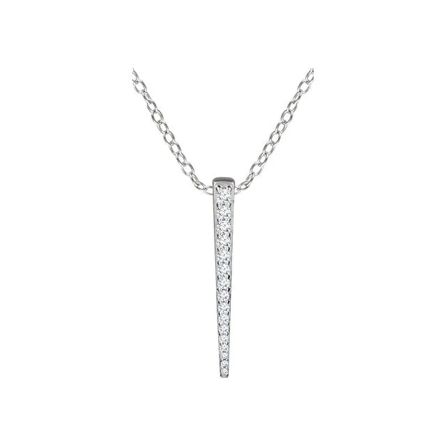14k White Gold 1/4 CTW Diamond Graduated 16-18" Bar Necklace