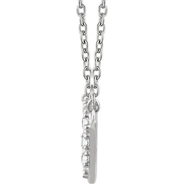 14k White Gold 1/6 CTW Diamond Square Cluster 16-18" Necklace