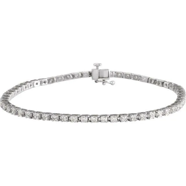14K White Gold 3 CTW Lab-Grown Diamond Line 7 1/4" Bracelet