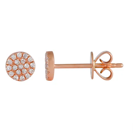 14K White Gold Diamond Small Disc Earrings