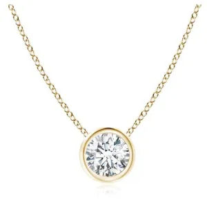 14k Yelliw Gold C.V.D Round Diamond Solitaire Necklace (0.50.ct.tw)