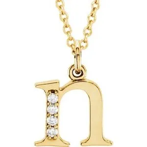 14K Yellow .02 CTW Diamond Lowercase Initial n 16" Necklace