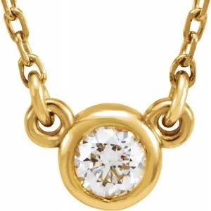 14K Yellow 1/10 CT Natural Diamond Solitaire 18" Necklace