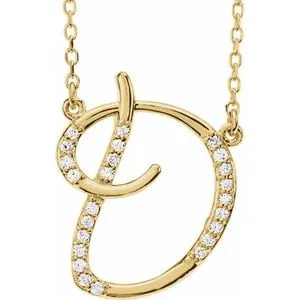 14K Yellow 1/10 CTW Diamond Initial D 16" Necklace
