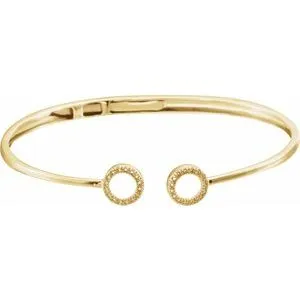 14K Yellow 1/6 CTW Diamond Circle Hinged Cuff 7" Bracelet
