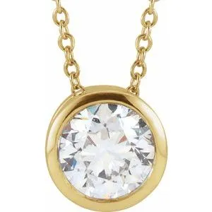 14K Yellow 3/4 CT Lab-Grown Diamond Solitaire 16-18" Necklace