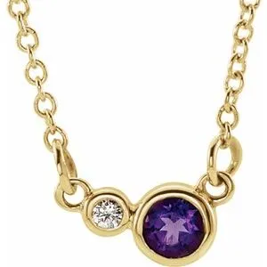 14K Yellow Amethyst & .02 CTW Diamond 18" Necklace