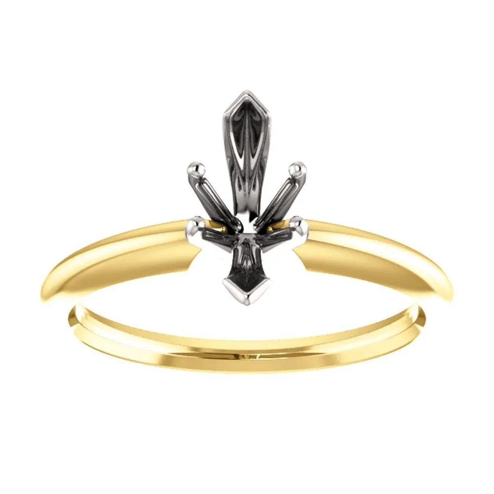 14K Yellow & White 9.3x4.5mm Marquise Solitaire Engagement Ring Mounting, Size 6