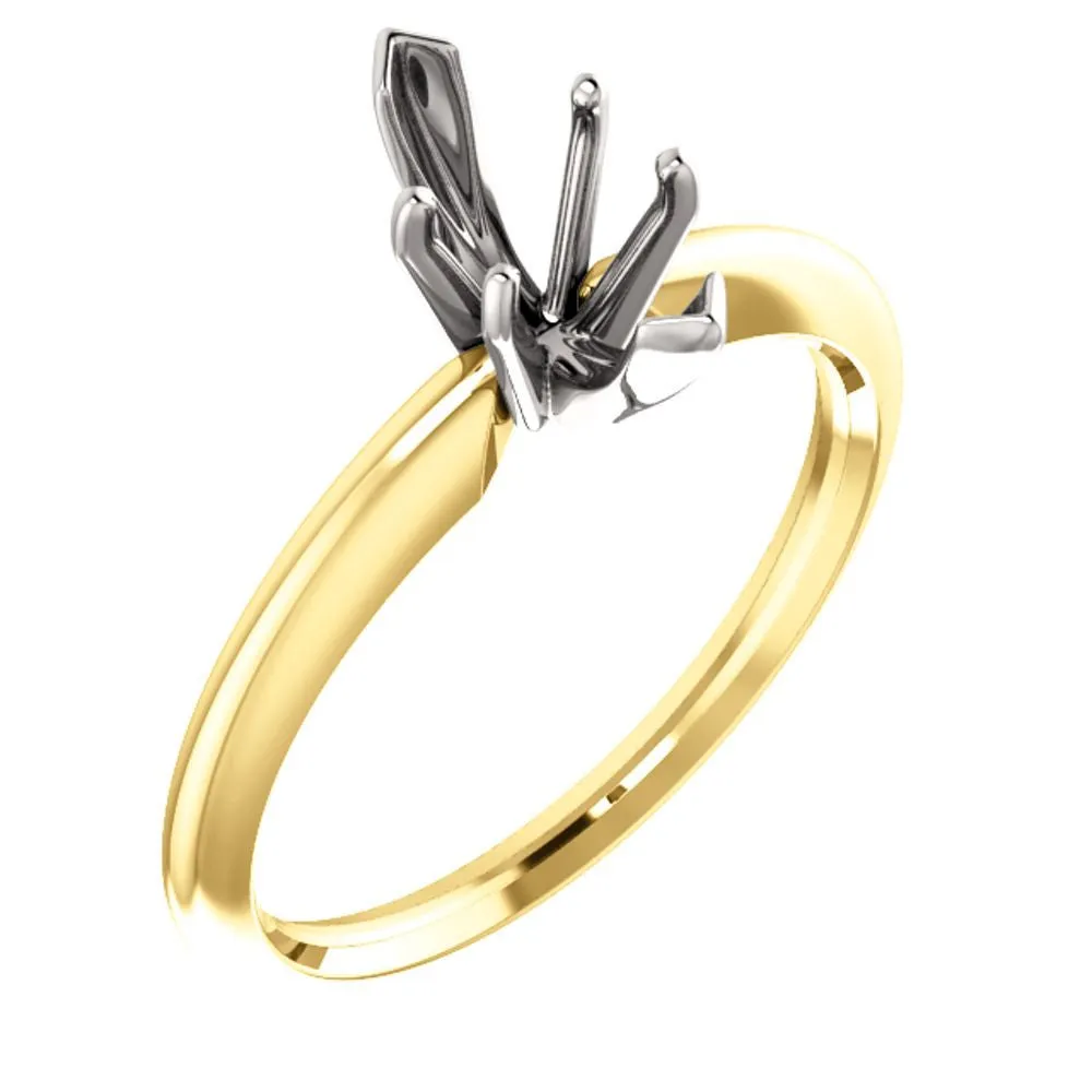 14K Yellow & White 9.3x4.5mm Marquise Solitaire Engagement Ring Mounting, Size 6