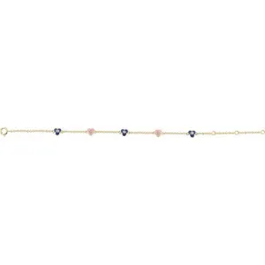 14K Yellow Gold .04 CTW Natural Diamond Flowers & Hearts 5-7" Bracelet