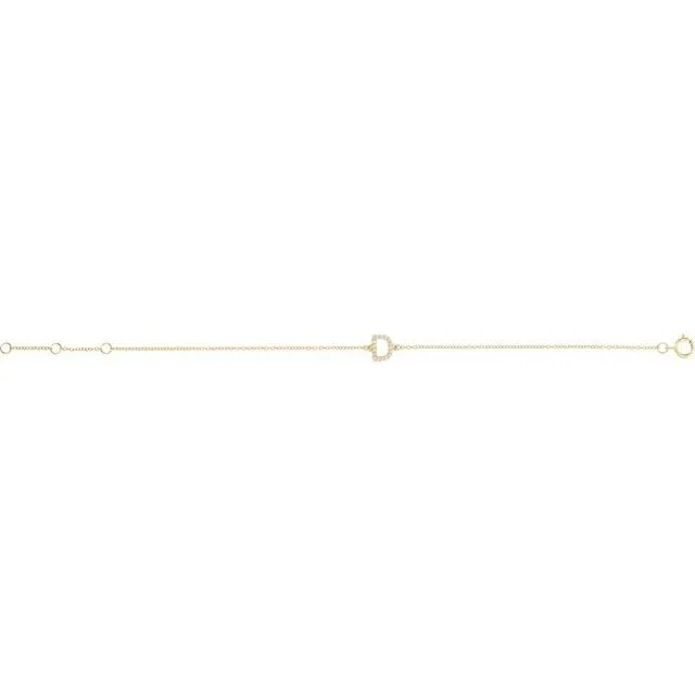 14K Yellow Gold .06 CTW Natural Diamond Initial D 6-7" Bracelet