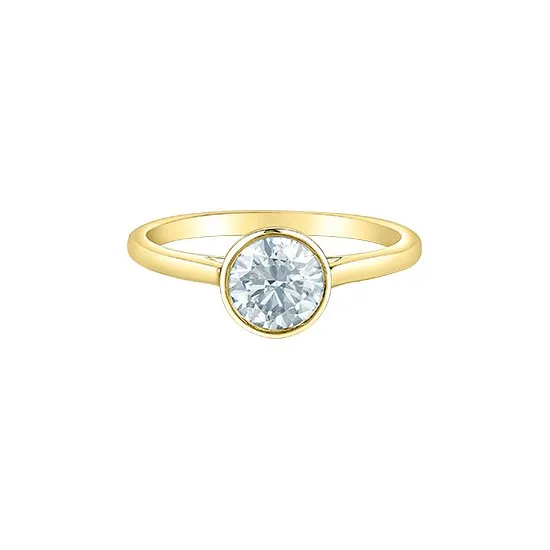 14K Yellow Gold (1.00ct - 1.50ct) Bezel Set Lab Grown Diamond Solitaire Engagement Ring