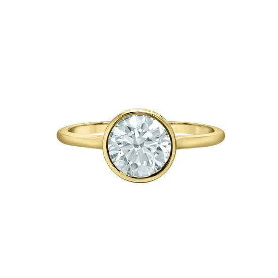 14K Yellow Gold (1.00ct - 1.50ct) Bezel Set Lab Grown Diamond Solitaire Engagement Ring