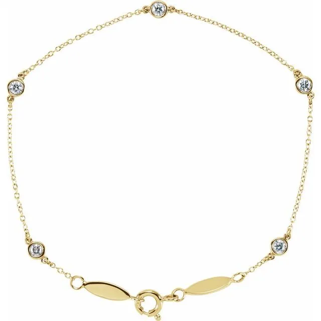 14K Yellow Gold 1/3 CTW Lab-Grown Diamond Bezel-Set Station 7" Bracelet