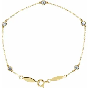 14K Yellow Gold 1/3 CTW Natural Diamond Bezel-Set Station 7" Bracelet