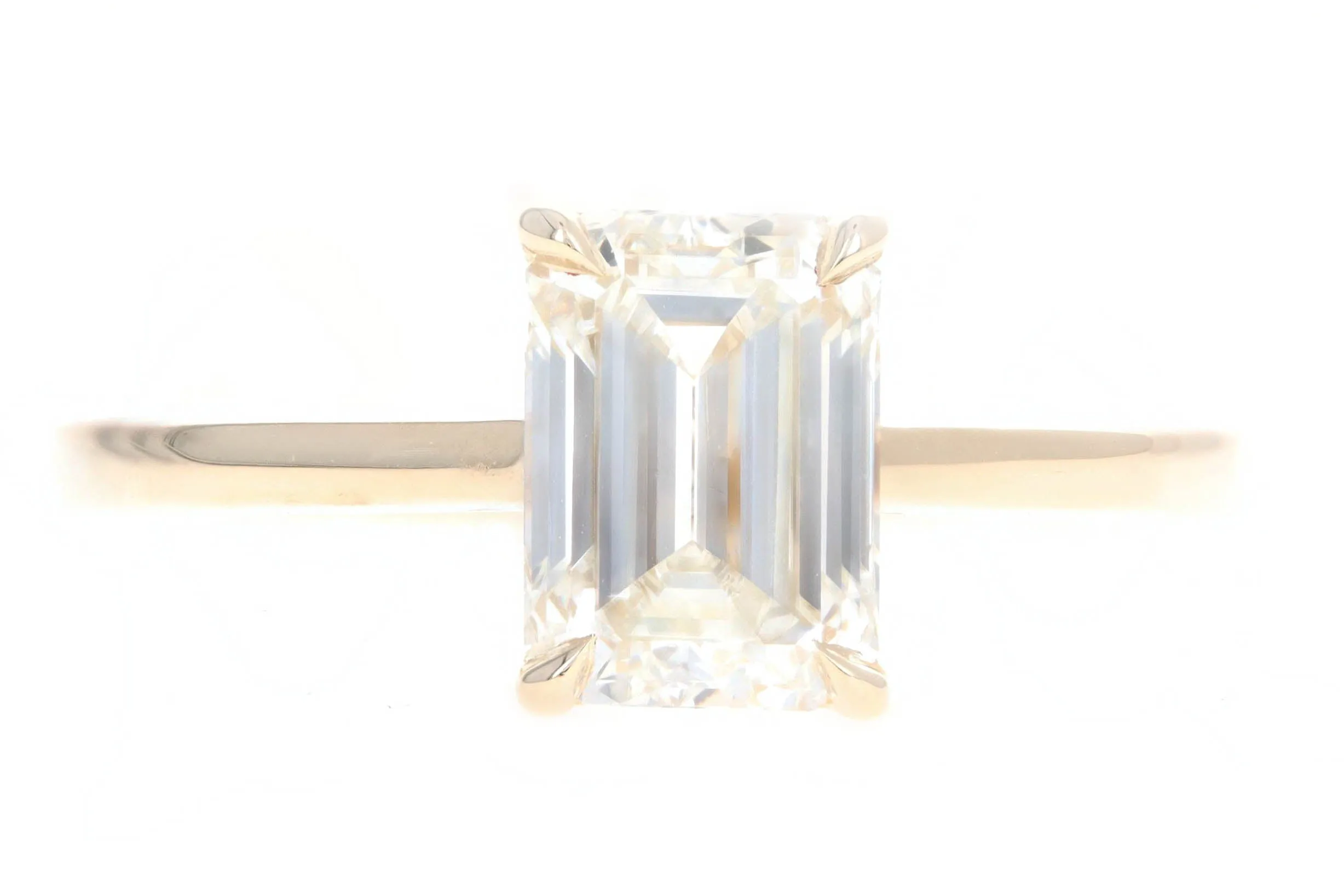 14K Yellow Gold 3.01 Carat Emerald Cut Diamond Solitaire Engagement Ring GIA Certified
