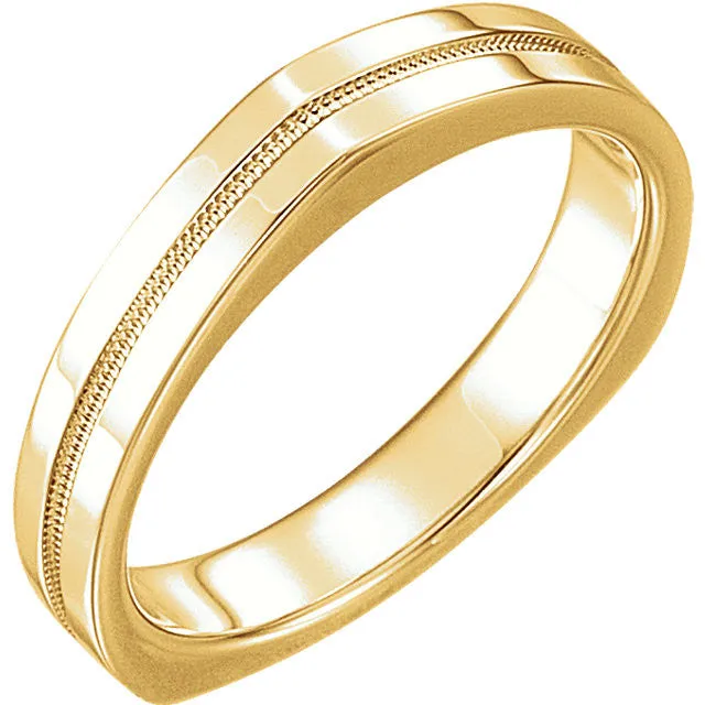 14k Yellow Gold 3.5mm Band for Square Shank Solitaire Mounting, Size 7