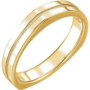 14k Yellow Gold 3.5mm Band for Square Shank Solitaire Mounting, Size 7
