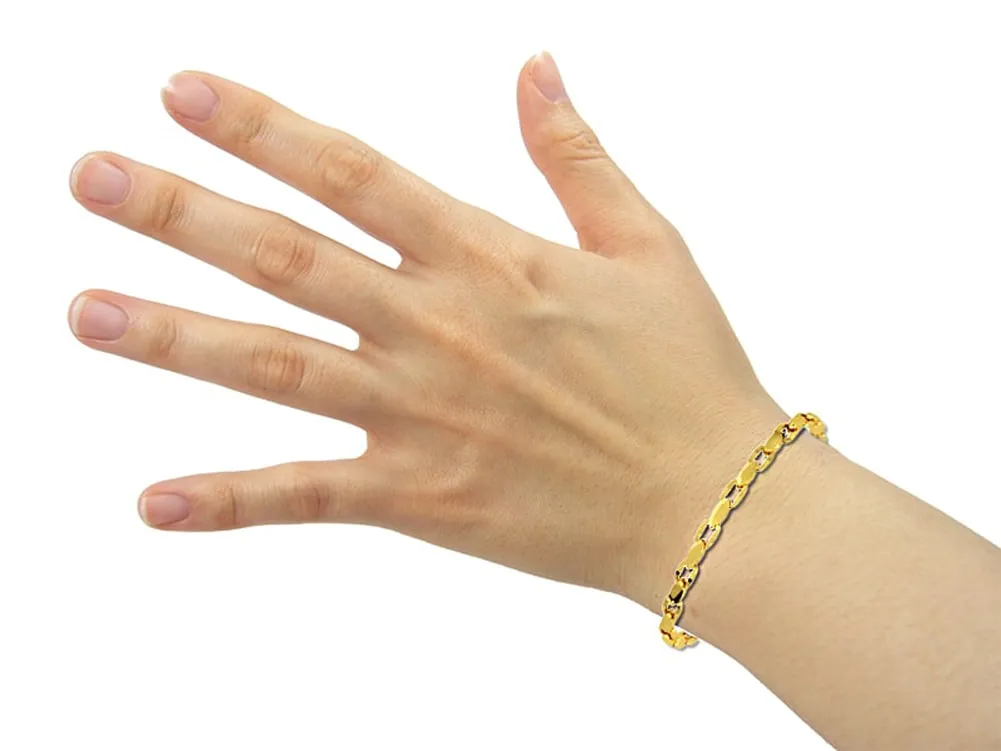 14k Yellow Gold Designer Link Bracelet (17.5.gr.tw)