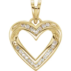 14k Yellow Gold Diamond Heart Pendant