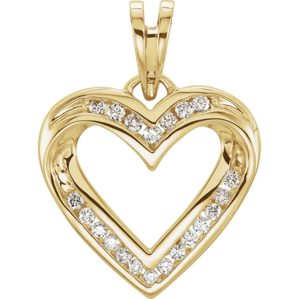 14k Yellow Gold Diamond Heart Pendant