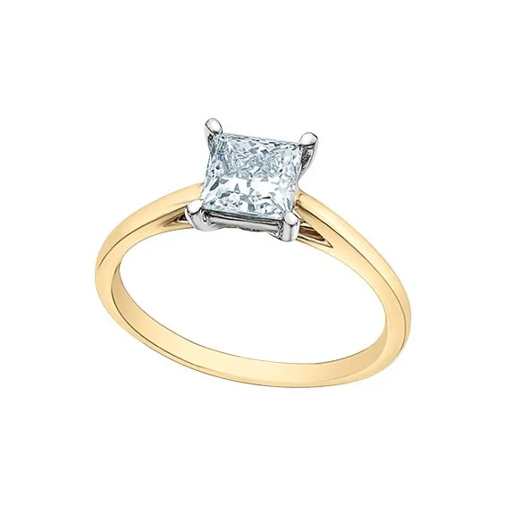 14K Yellow or White Gold (1.00ct) Princess Cut Lab Grown Diamond Diamond Solitaire Engagement Ring
