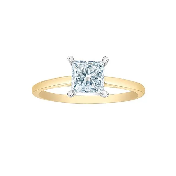 14K Yellow or White Gold (1.00ct) Princess Cut Lab Grown Diamond Diamond Solitaire Engagement Ring