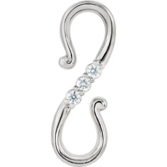 14KT White Gold Diamond S-Hook Extender Clasp
